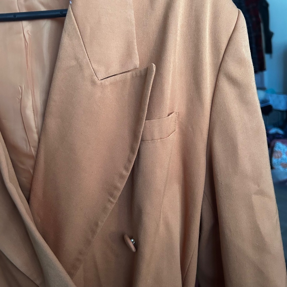 Morgan Miller Women's Camel Double Breasted Belted Blazer Retro Inspired Size 18 - Picture 4 of 7